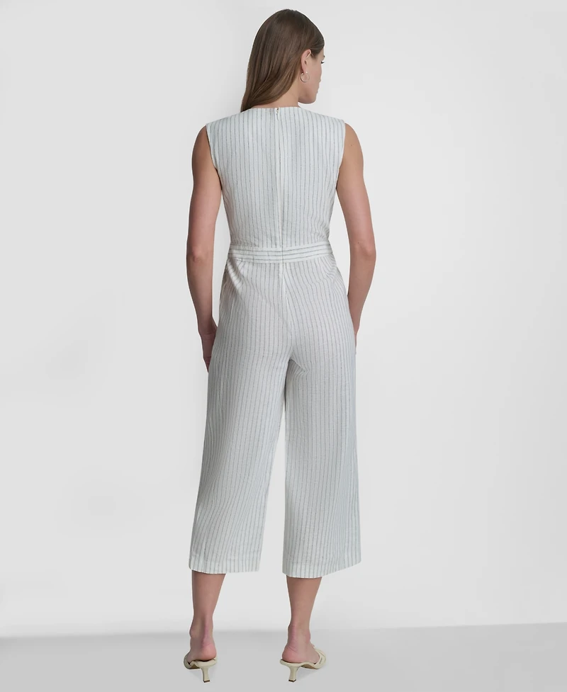 Dkny Women's Striped Sleeveless Wrap Jumpsuit