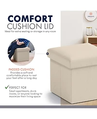Ornavo Home Collapsible Small Footrest Square Storage Ottoman - 12 Inch