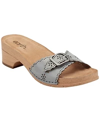 Earth Women's Haisly Leather Buckle Band Block Heel Sandals