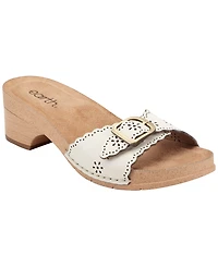 Earth Women's Haisly Leather Buckle Band Block Heel Sandals