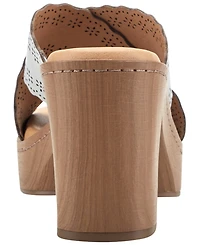 Earth Women's Qamra Leather Criss-Cross Platform Block Heel Sandals