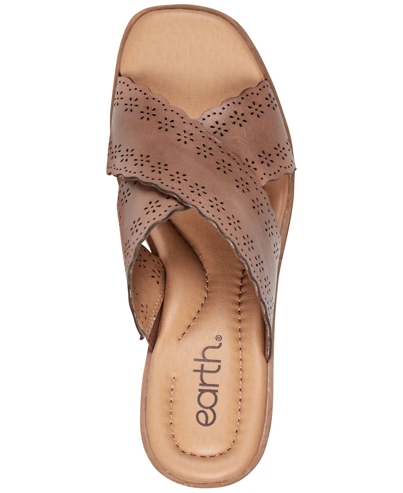 Earth Women's Qamra Leather Criss-Cross Platform Block Heel Sandals