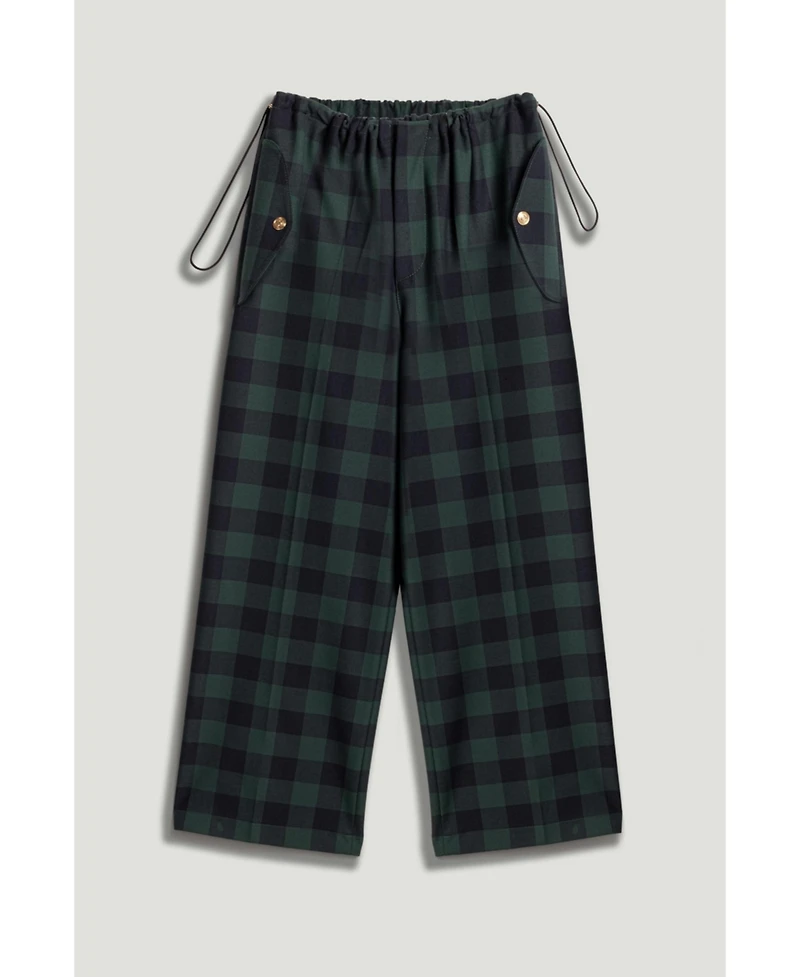 Nocturne Women's Emerald Check Drawstring Wide-Leg Pants