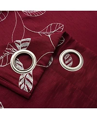 Rt Designers Collection 100% Polyester 140 Gsm Reed Embroidered Grommet Curtain Panel 54" x 90" Burgundy