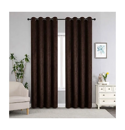 Kate Aurora Costanza 2 Piece Room Darkening Grommet Top Textured Window Curtain Panels