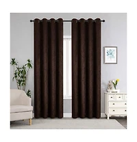 Kate Aurora Costanza 2 Piece Room Darkening Grommet Top Textured Window Curtain Panels