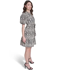 Vince Camuto Women's Printed Split V-Neck Mini Dress
