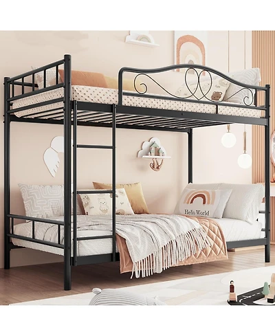 gaomon Metal Bunk Bed Twin Over Twin, Heavy Duty Bunkbeds Frame with Safety Guard Rails for Kids Boys GirlsSteel School, Bedroom Space-Saving,