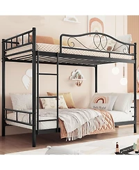 gaomon Metal Bunk Bed Twin Over Twin, Heavy Duty Bunkbeds Frame with Safety Guard Rails for Kids Boys GirlsSteel School, Bedroom Space-Saving,