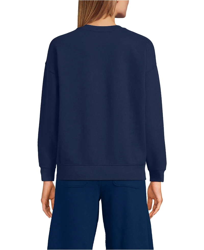 Lands' End Women's Relaxed Serious Sweats Long Sleeve Crewneck Sweatshirt