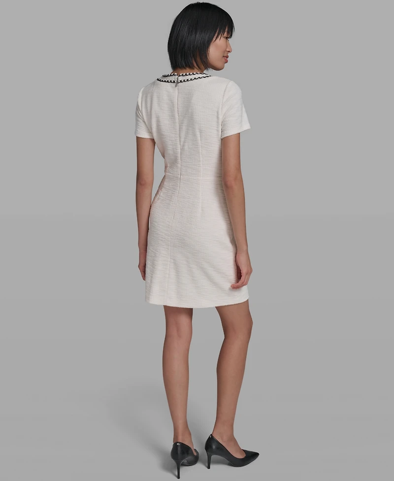 Karl Lagerfeld Paris Women's V-Neck Tweed Sheath Dress