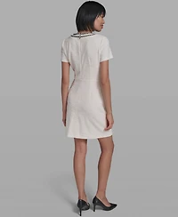 Karl Lagerfeld Paris Women's V-Neck Tweed Sheath Dress