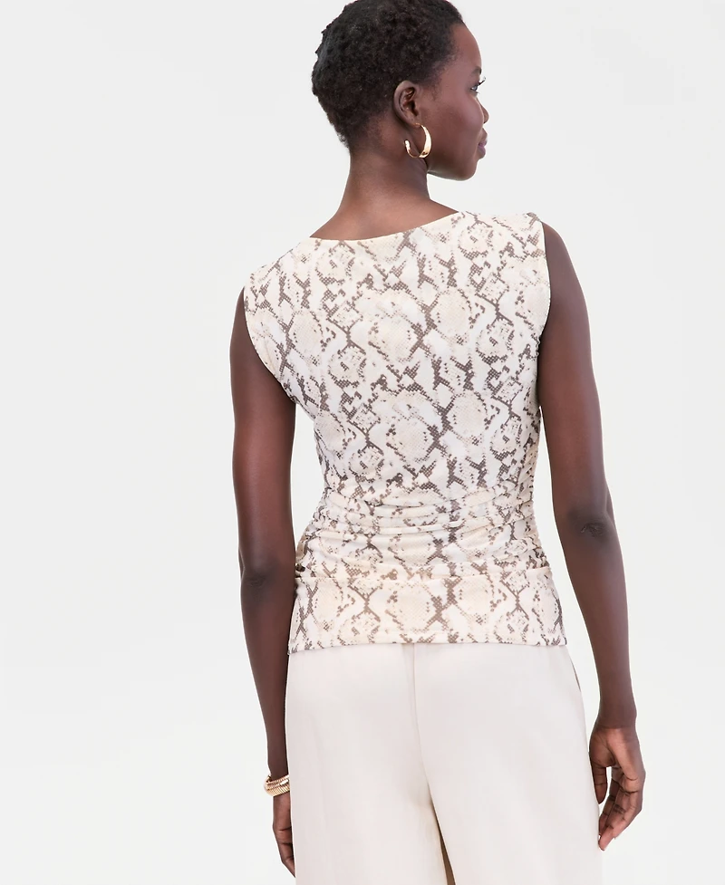 I.n.c. International Concepts Women's Printed High-Neck Ruched Mesh Tank, Macy's Exclusive