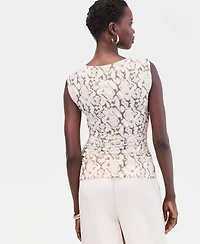 I.n.c. International Concepts Women's Printed High-Neck Ruched Mesh Tank, Macy's Exclusive