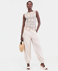 I.n.c. International Concepts Women's Printed High-Neck Ruched Mesh Tank, Macy's Exclusive