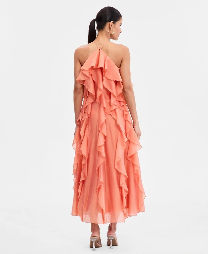 I.n.c. International Concepts Women's Allover Ruffle Halter Maxi Dress, Macy's Exclusive