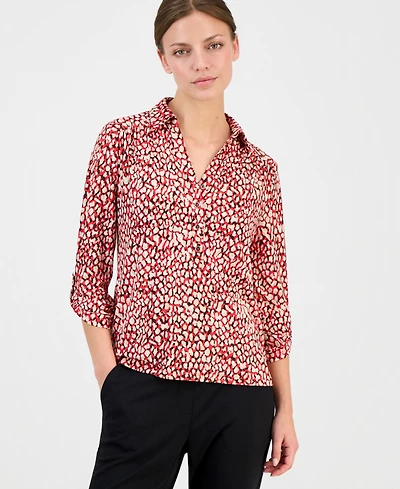 Anne Klein Essentials Petite 3/4-Sleeve Printed Top