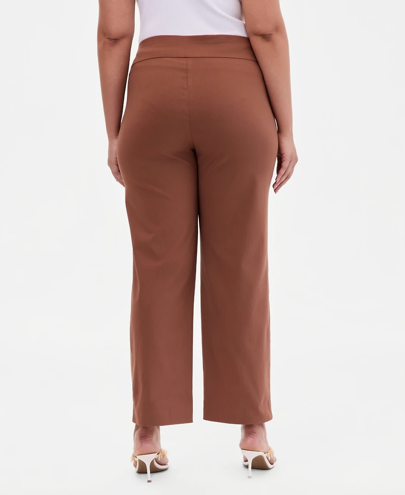 I.n.c. International Concepts Plus Mid-Rise Pull-On Straight-Leg Pants