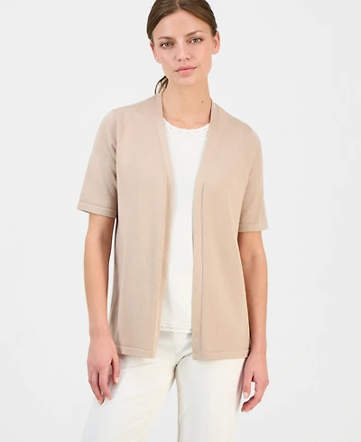 Anne Klein Essentials Petite Open-Front Elbow-Sleeve Cardigan