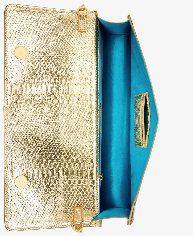 Metallic Snake-Print East-West Clutch Bag, Macy's Exclusive- Molly Rogers Capsule Collection