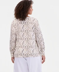 I.n.c. International Concepts Plus Shirt-Sleeve V-Neck Top, Macy's Exclusive