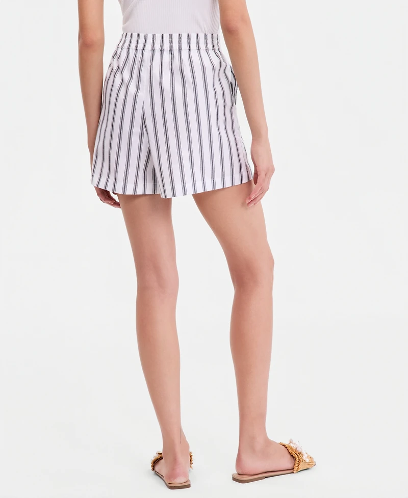 I.n.c. International Concepts Women's Striped Pull-On Cotton Shorts, Macy's Exclusive