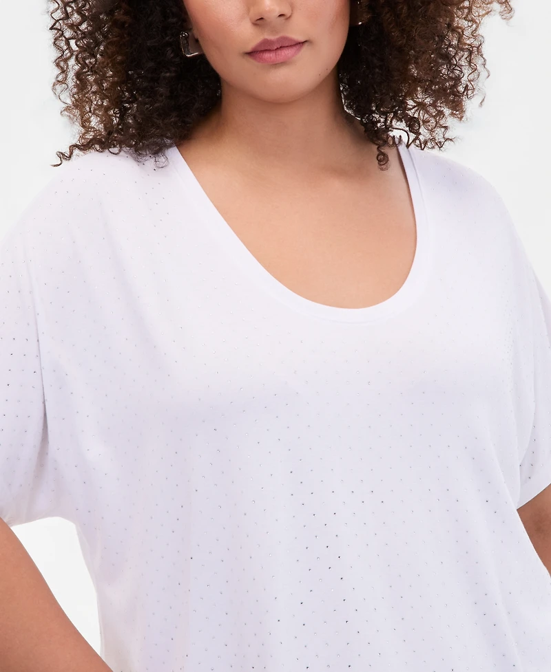 I.n.c. International Concepts Plus Embellished Scoop-Neck T-Shirt, Macy's Exclusive