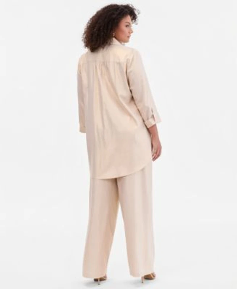 I.N.C. International Concepts Plus Size Metallic Blouse Wide Leg Pants Macys Exclusive