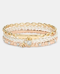Anne Klein 3-Pc. Set Crystal Rope Bangle Bracelets