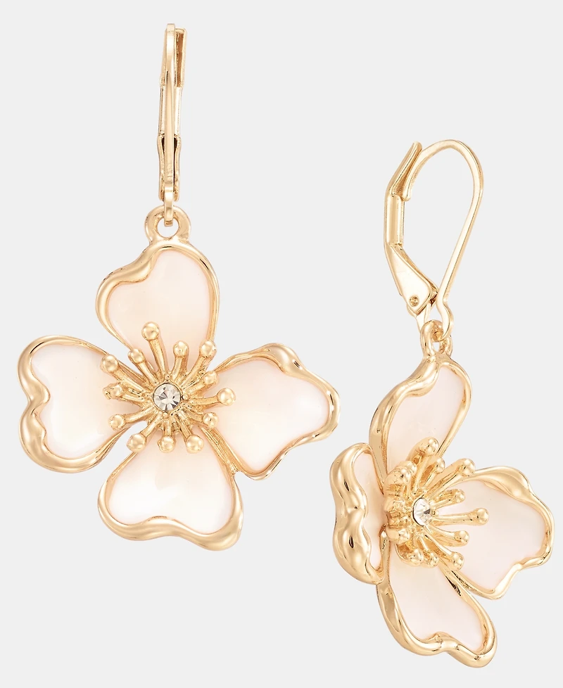 Anne Klein Textured Flower Drop Earrings