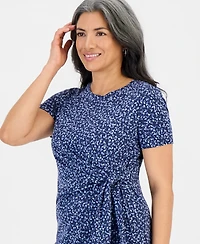 Style & Co Petite Printed Side-Tie Short-Sleeve Dress, Macy's Exclusive