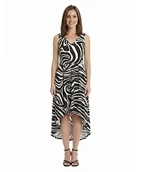 24seven Comfort Apparel Petite Zebra High Low Pocket Midi Dress
