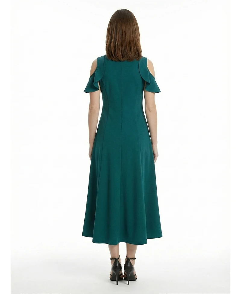 24seven Comfort Apparel Petite Ruffle Sleeve Maxi Dress