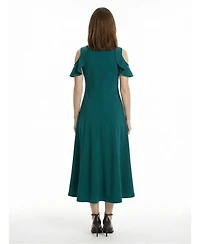 24seven Comfort Apparel Petite Ruffle Sleeve Maxi Dress