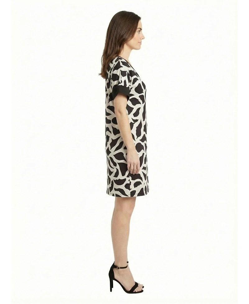 24seven Comfort Apparel Petite Abstract Print Knee Length Dress