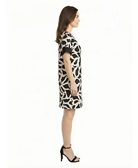 24seven Comfort Apparel Petite Abstract Print Knee Length Dress