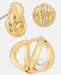 Anne Klein 3-Pc. Set Stud, Drop & Hoop Earrings