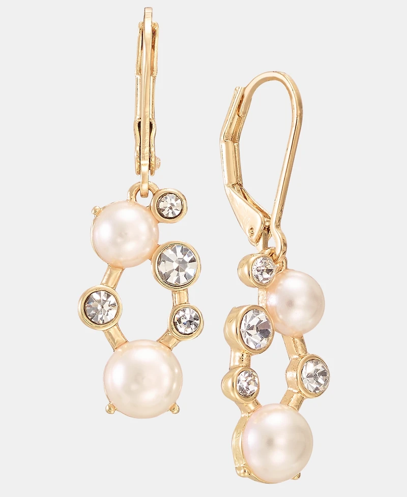 Anne Klein Crystal & Imitation Pearl Cluster Drop Earrings