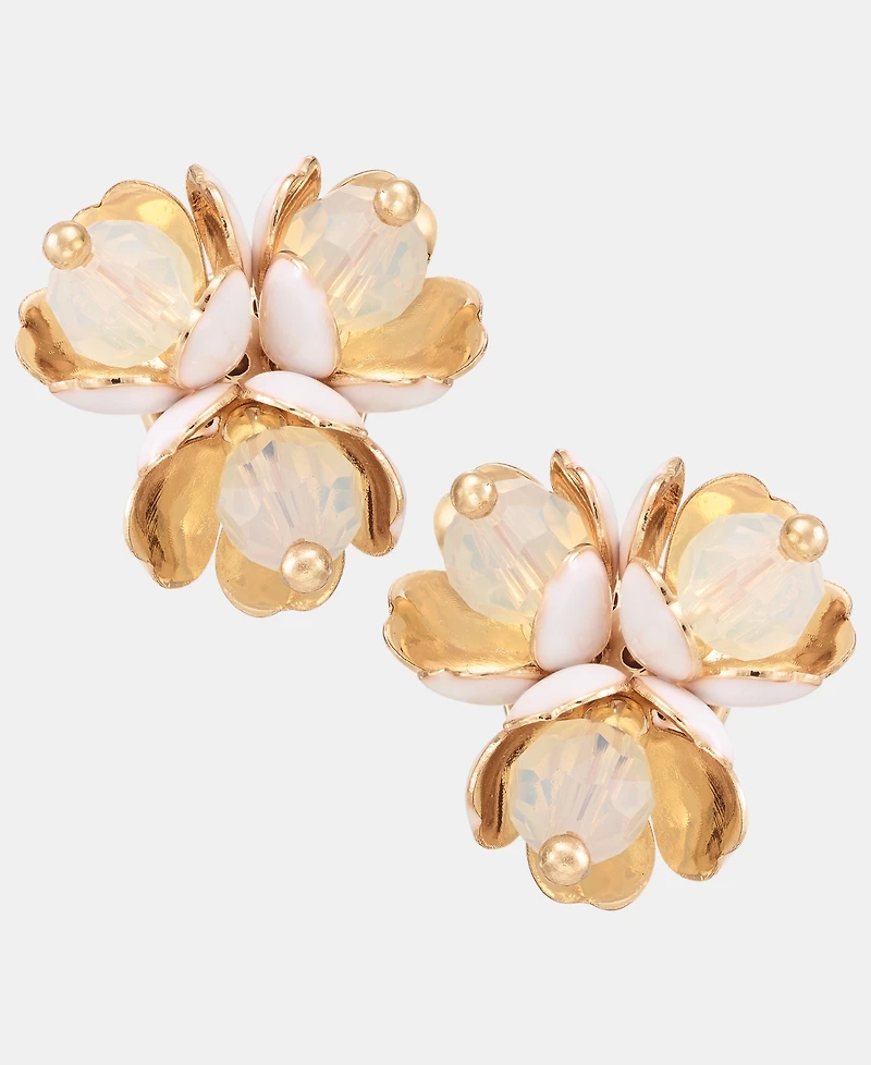 Anne Klein Textured Flower Stud Earrings