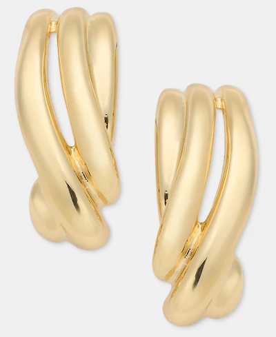 Anne Klein Medium Triple-Row Twisted C-Hoop Earrings, 1.23"