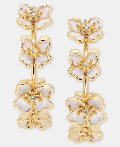 Anne Klein Medium Stationed Flower C-Hoop Earrings, 1.5"