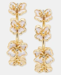 Anne Klein Medium Stationed Flower C-Hoop Earrings, 1.5"