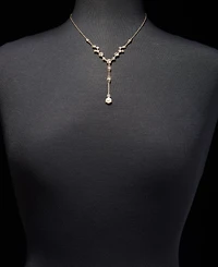 Anne Klein Crystal & Imitation Pearl Station Lariat Necklace, 16" + 3" extender