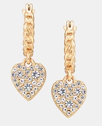 Karl Lagerfeld Paris Gold-Tone Pave Heart Drop Hoop Earrings