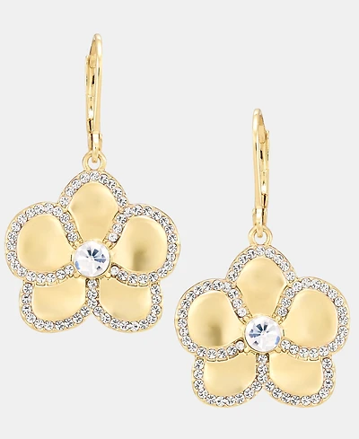 Karl Lagerfeld Paris Gold-Tone Pave Orchid Drop Earrings