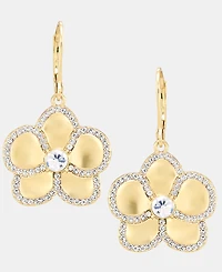 Karl Lagerfeld Paris Gold-Tone Pave Orchid Drop Earrings