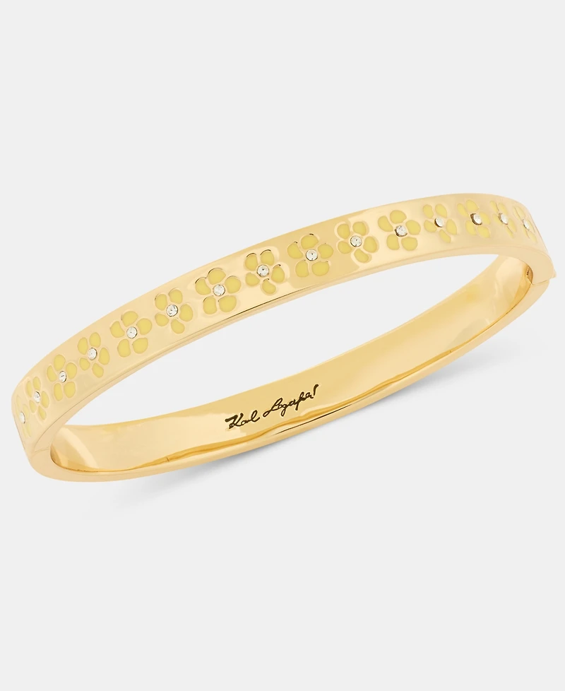 Karl Lagerfeld Paris Gold-Tone Yellow Flower Bangle Bracelet