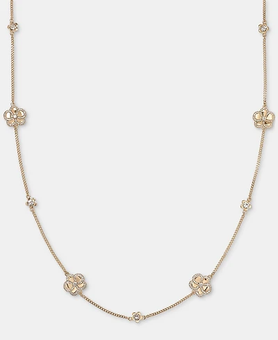 Karl Lagerfeld Paris Gold-Tone 36" Pave Orchid Strandage Necklace