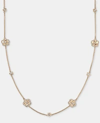 Karl Lagerfeld Paris Gold-Tone 36" Pave Orchid Strandage Necklace