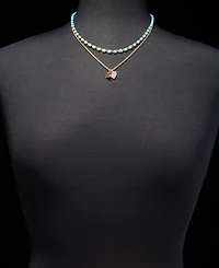 Karl Lagerfeld Paris Metal-Tone Two-Row White Pendant Necklace